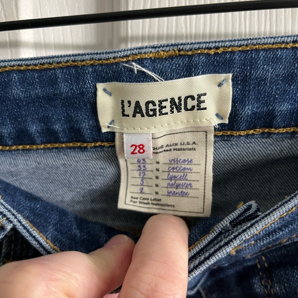 L'AGENCE 'Margot' High Rise Skinny gold Tuxedo Stripe Jeans size 28 - Picture 3 of 5
